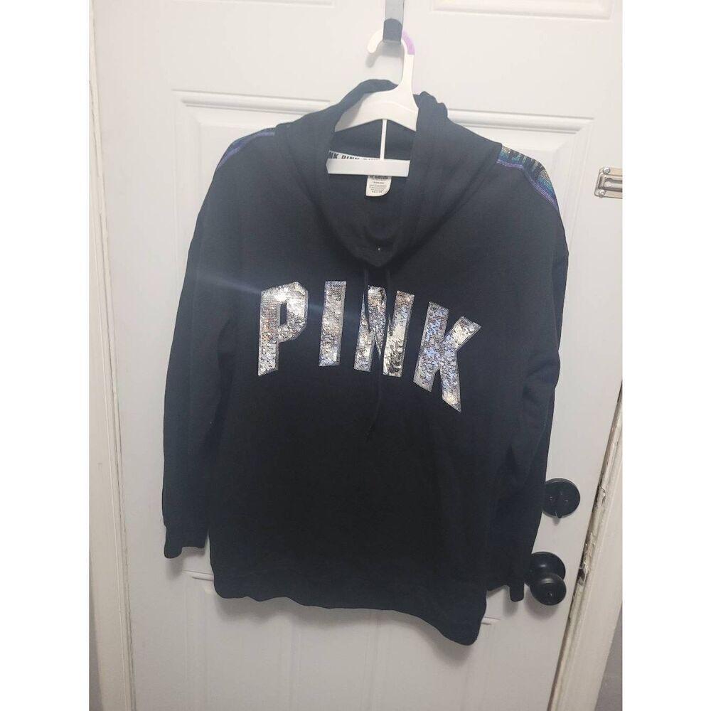 VICTORIA secret PINK Bling long sleeve sweater shirt sz large pre own black